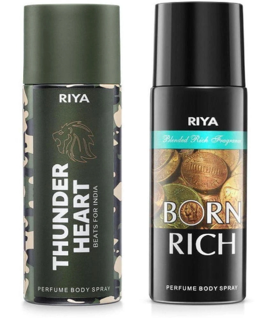 Riya Thunder Heart & Born Rich Deodorant Spray & Perfume For Men 300 ( Pack of 2 )