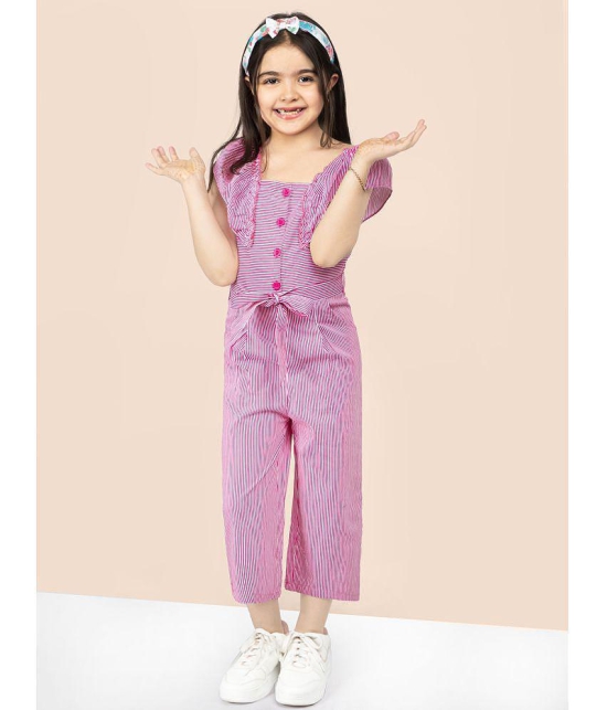 Naughty Ninos - Pink Cotton Girls Jumpsuit ( Pack of 1 ) - None