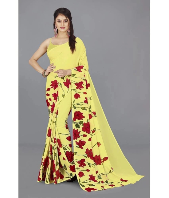 ANAND SAREES - Yellow Georgette Saree Without Blouse Piece ( Pack of 1 ) - Yellow