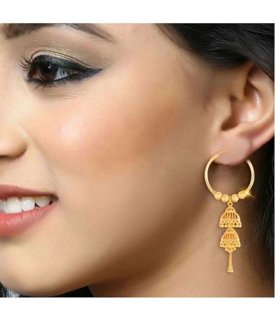 VIVASTRI Golden Jhumki Earrings ( Pack of 1 ) - Golden