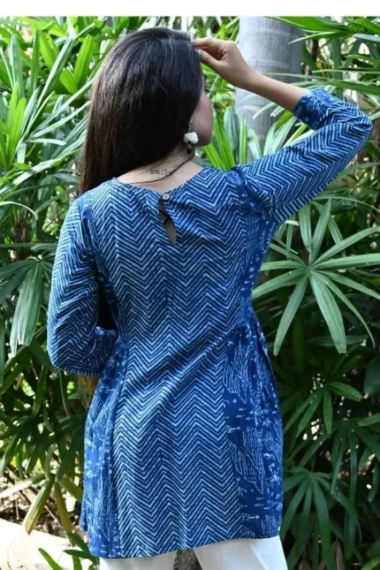 Moralfibre' Natural Indigo Printed Girls Boho Top-XXL