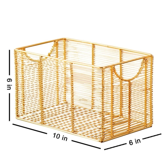 Cache rectangle wire basket in Gold Color