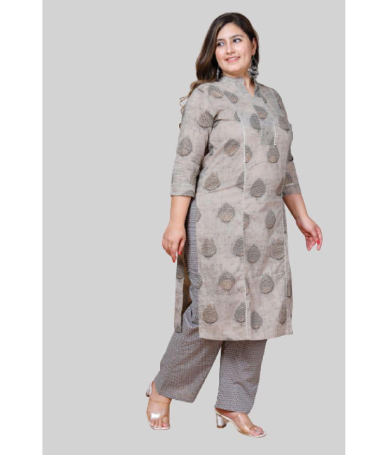 miravan - Grey Straight Cotton Womens Stitched Salwar Suit ( Pack of 1 ) - None