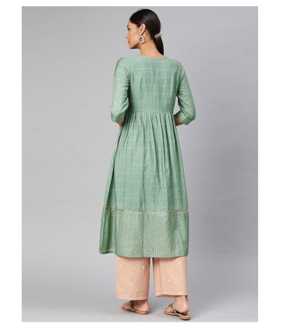 Alena Green Chanderi Straight Kurti - M