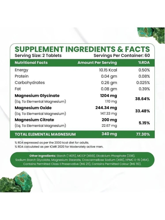 Himalayan Organics Magnesium Complex Supplement 1648 mg 120 no.s Minerals Tablets