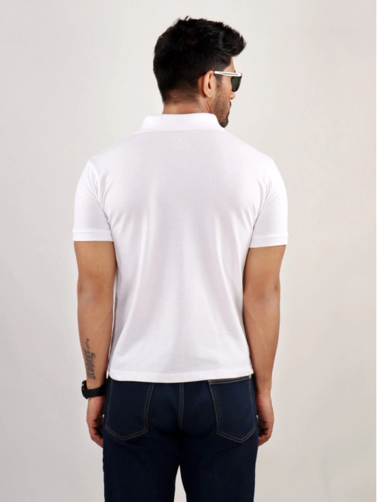 White Polo Neck T-Shirt-L / White