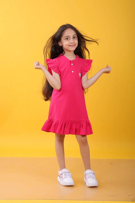 SILVER HEART PINK RUFFLE DRESS - PINK-10-12 YEARS / 1N / PINK