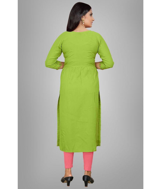 haya fashion - Green Rayon Women's Straight Kurti ( Pack of 1 ) - None