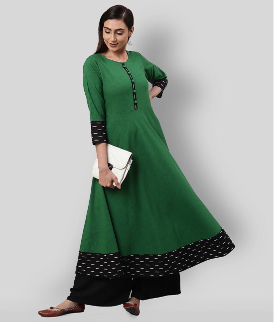 Yash Gallery - Green Cotton Womens Flared Kurti ( Pack of 1 ) - L