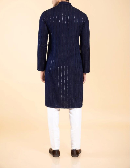 Blue Sequins Embroidery Chikankari Kurta