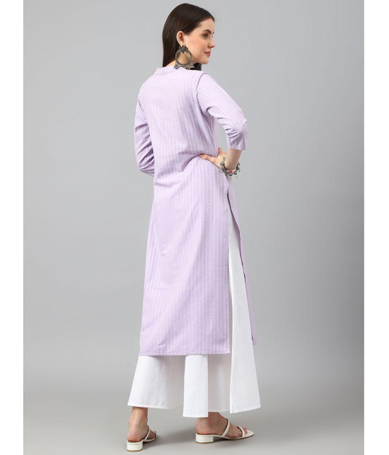 Hritika Cotton Blend Striped Straight Women's Kurti - Lavender ( Pack of 1 ) - None