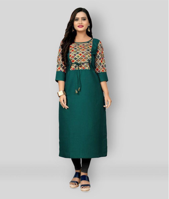 Rangrasiya - Green Cotton Blend Women''s Straight Kurti ( Pack of 1 ) - XXL