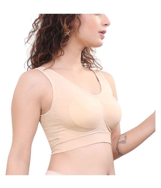 ComfyStyle Cotton Lycra Air Bra - Beige - Free Size