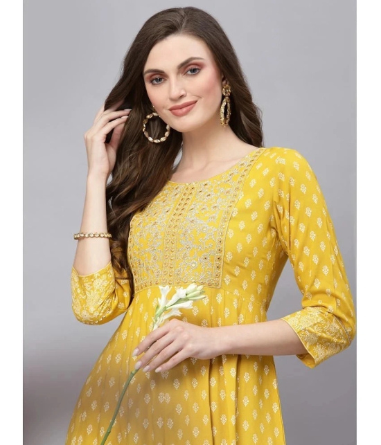 Stylum - Mustard Rayon Womens Flared Kurti ( Pack of 1 ) - None