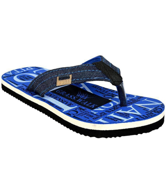 GRASS WALK Blue Men's Thong Flip Flop - None