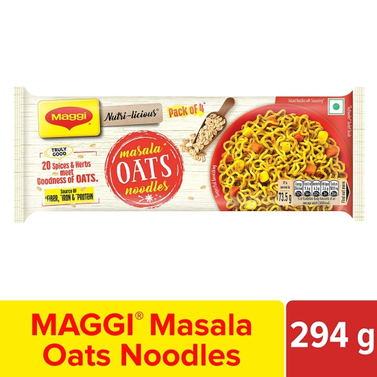 Maggi Masala Oats Noodles - Source Of Fibre & Iron, 294 G Pouch