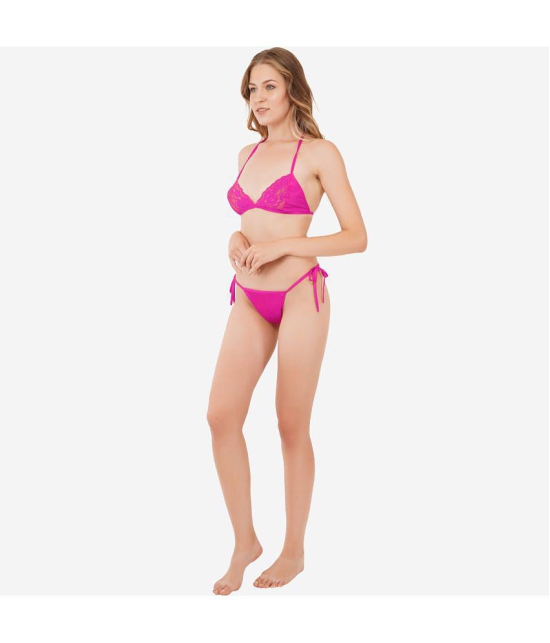 SELETA - Fluorescent Pink Cotton Lycra Women's Bra & Panty Set ( Pack of 1 ) - None