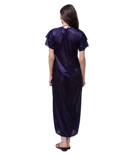 Fasense Satin Robes - Navy - L