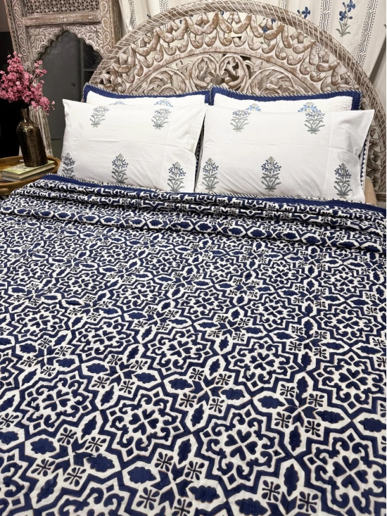 Hand Block Organic Mulmul Cotton Quilt | Nisha Quilt-King