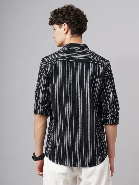 Paul Street Cotton Blend Slim Fit Striped Full Sleeves Mens Casual Shirt - Black ( Pack of 1 ) - None