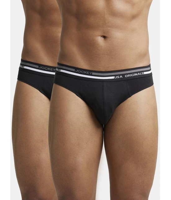 Jockey US49 Men Super Combed Cotton Solid Brief with Ultrasoft Waistband - Black (Pack of 2) - None