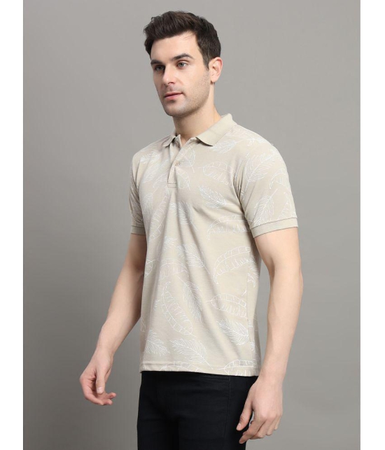 MXN Cotton Blend Regular Fit Printed Half Sleeves Mens Polo T Shirt - Beige ( Pack of 1 ) - None