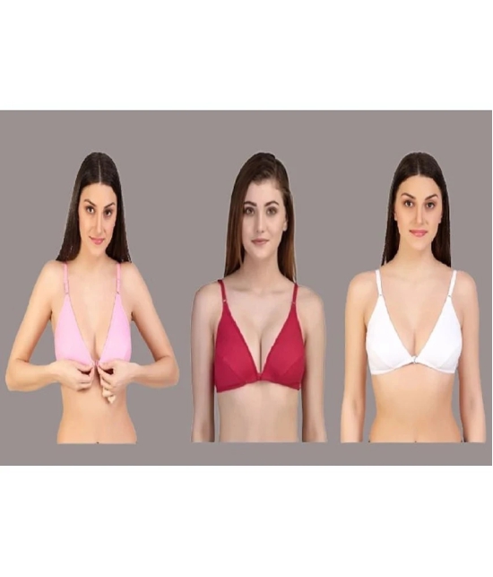 Desiprime - Multicolor Cotton Non Padded Womens Everyday Bra ( Pack of 3 ) - None