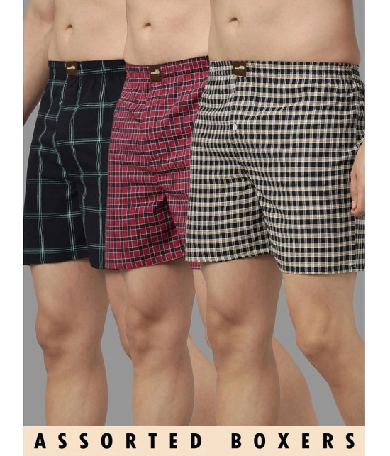 broon Multicolor BOXER SHORTS Cotton Men's Boxer- ( Pack of 3 ) - None