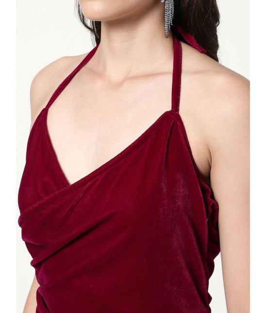 Zima Leto Velvet Embellished Mini Womens Bodycon Dress - Maroon ( Pack of 1 ) - None