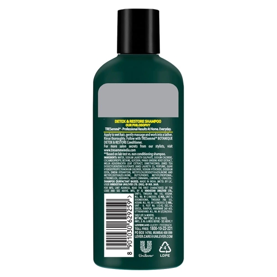 Tresemme Detox & Restore Shampoo, With Ginseng And Neem, No Dyes, No Parabens, Safe For Colour-Treated Hair, 185 Ml