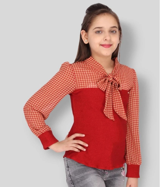 Cutecumber - Red Georgette Girls Top ( Pack of 1 ) - None