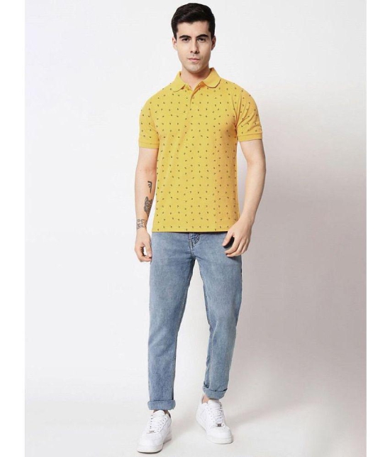 ADORATE Cotton Blend Regular Fit Printed Half Sleeves Mens Polo T Shirt - Mustard ( Pack of 1 ) - None