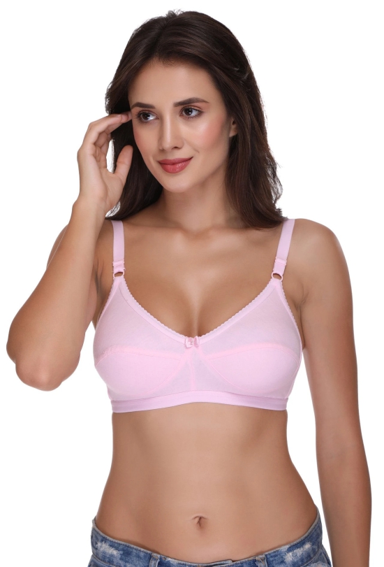 Sona H 04 Women Everyday Non Padded Non Wired Medium Coverage Comfortable Pink Cotton T-Shirt Bra-36 / B / Pink