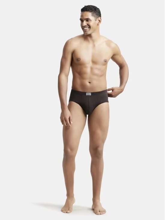 Jockey 8035 Men Super Combed Cotton Solid Poco Brief - Brown (Pack of 3) - None