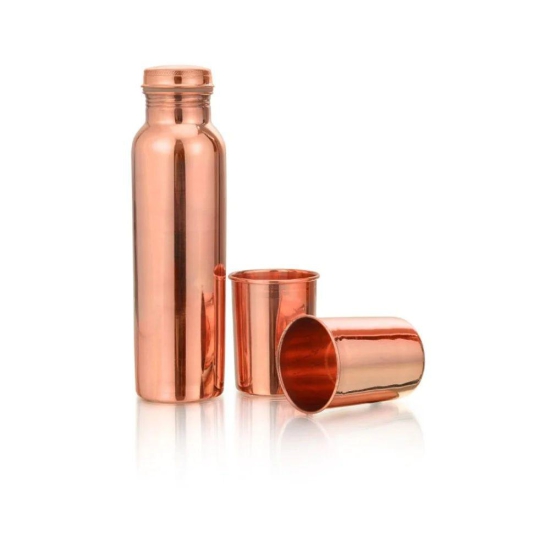 LaCoppera Pure Copper Bottle with 2 Glass Set | Unique Gift Set | Set of 3 Pcs