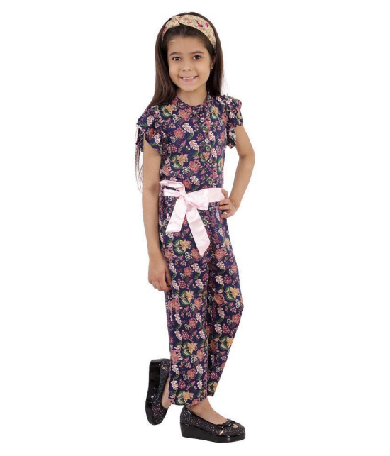 Kids Cave - Navy Blue Rayon Girls Jumpsuit ( Pack of 1 ) - None