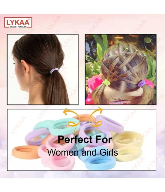 Lykaa Soft & Stretchable Cotton Elastic Seamless Thick Hair Rubber Bands Hair Band - Pack of 20 - Multi