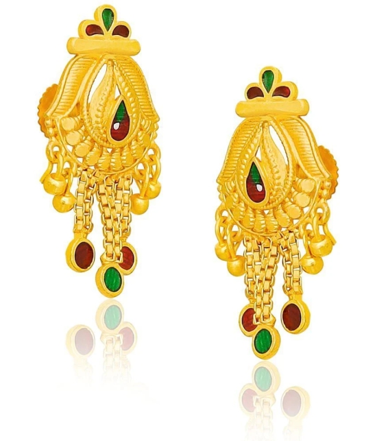 LUV FASHION Golden Jhumki Earrings ( Pack of 1 ) - Golden