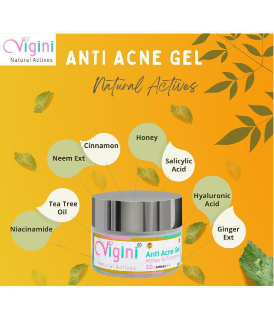 VIGINI ANTI ACNE FACE GEL FOR PIMPLES CONTROL SCARS REMOVAL WITH HONEY CINNAMON, NIACINAMIDE FACE SERUM SPF 15-50GM