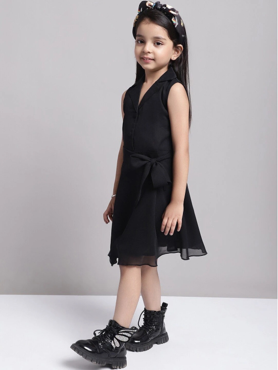 MINI & MING Girls V-Neck Sleeveless Georgette A-Line Dress