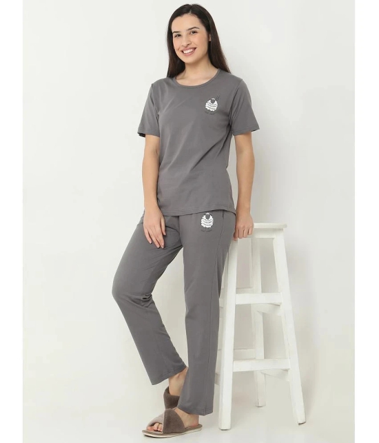 Smarty Pants Grey Cotton Womens Nightwear Nightsuit Sets ( Pack of 1 ) - None