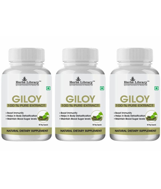 Herbs Library Giloy Immunity Booster, 60 Capsules Each (Pack of 3)