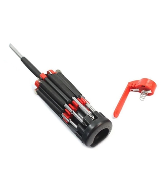 Absales Black Steel 8 In 1 Multi-Screwdriver Torch