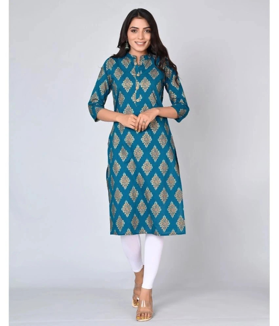 MAUKA - Blue Rayon Womens Straight Kurti ( Pack of 1 ) - None