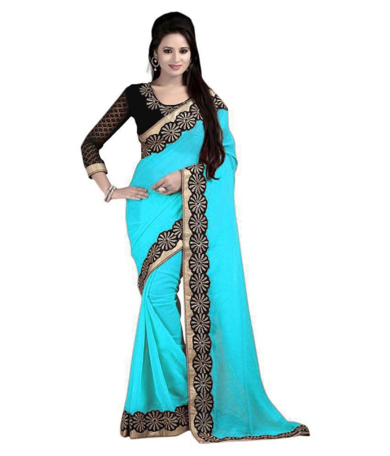 AV Fashion Turquoise Chiffon Saree