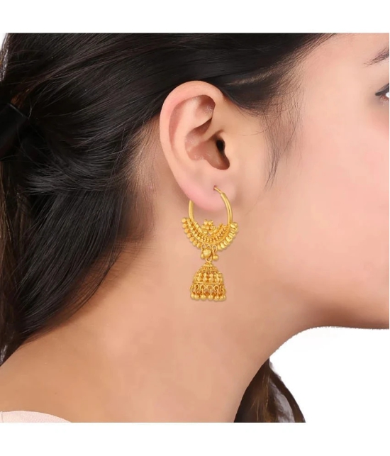 VIVASTRI Golden Jhumki Earrings ( Pack of 1 ) - Golden