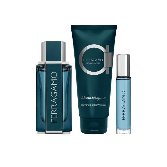 Ferragamo Intense Leather Set (Eau de Parfum 100ml + Shampoo & Shower Gel 100ml + Pen Spray 10ml)