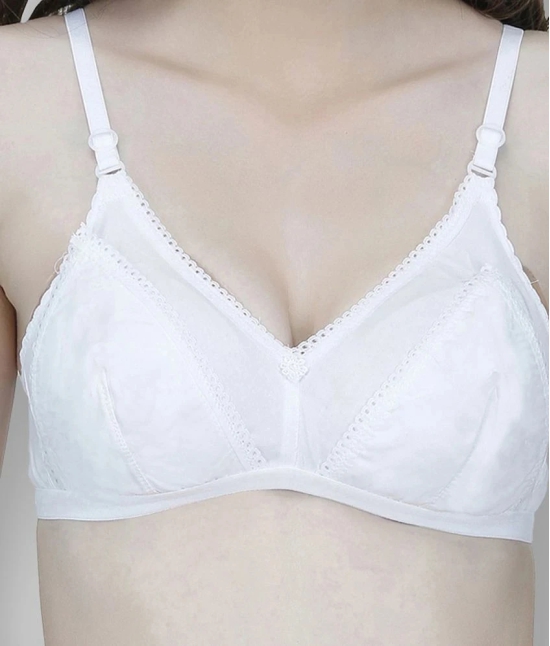 Elina - White Cotton Non - Padded Womens T-Shirt Bra ( Pack of 1 ) - 40B