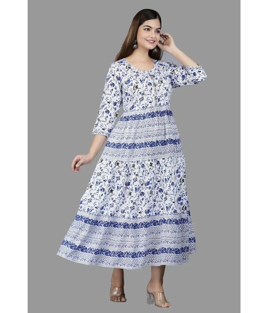 SIPET - Navy Blue Cotton Womens Anarkali Kurti ( Pack of 1 ) - None