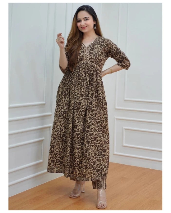 Trendy Brown Kurti Set-XL / Brown